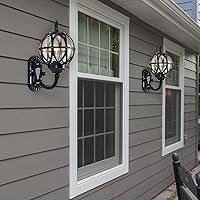 Vista 5 de Luces de pared para exteriores, antioxidante e impermeable, IP65, farol de pared victoriano E26 de cristal, luces exteriores negras de 12.6 pulgadas