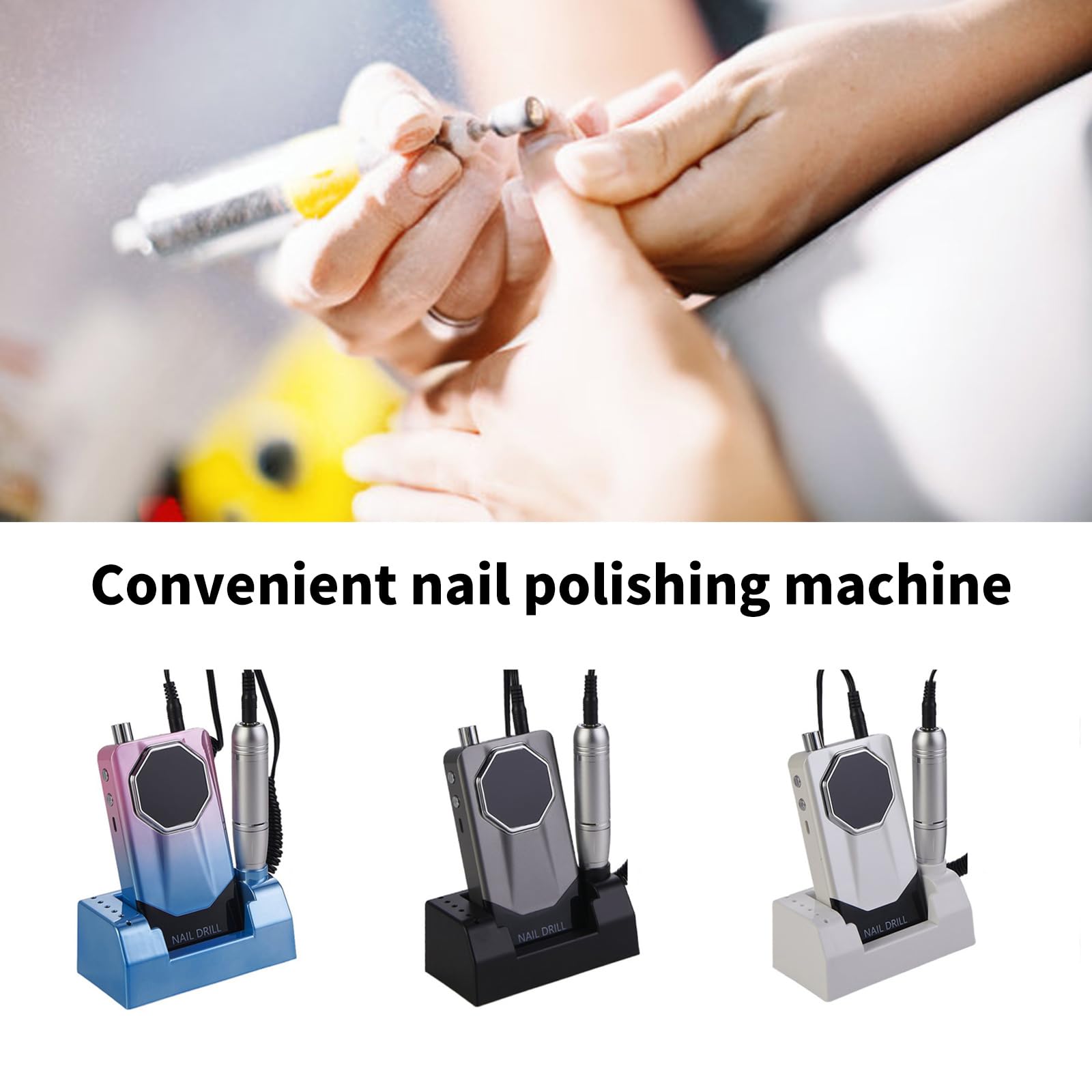 Set di punte per trapano senza fili con punte intercambiabili Tampone motore silenzioso professionale per salone di bellezza per manicure domestica trapano per pedicure