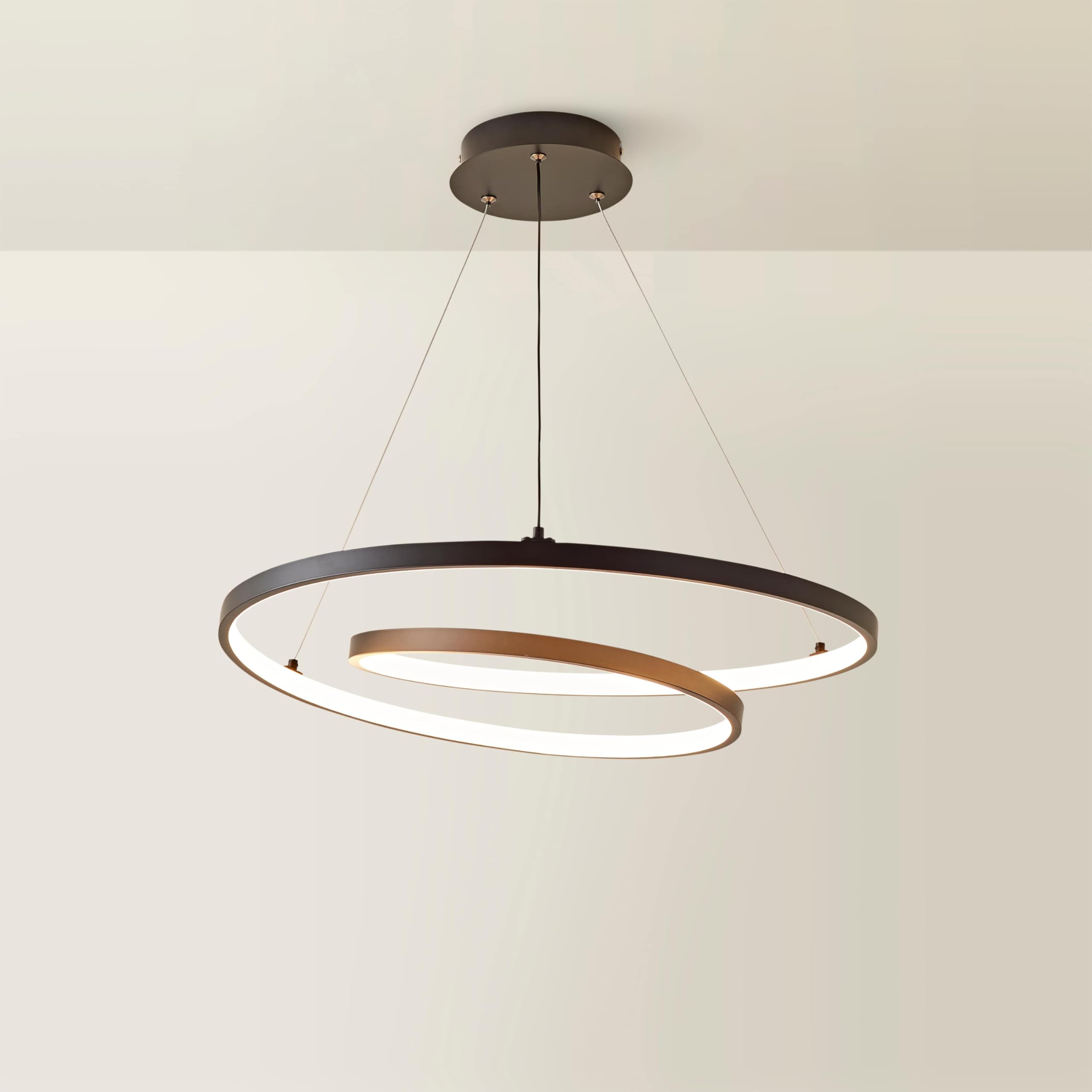 ValueLights | Matte Black Loop Ceiling Light with Integrated LED Touch Button | Pendant Lights, Home Décor & Improvement Essential | Mains Wired