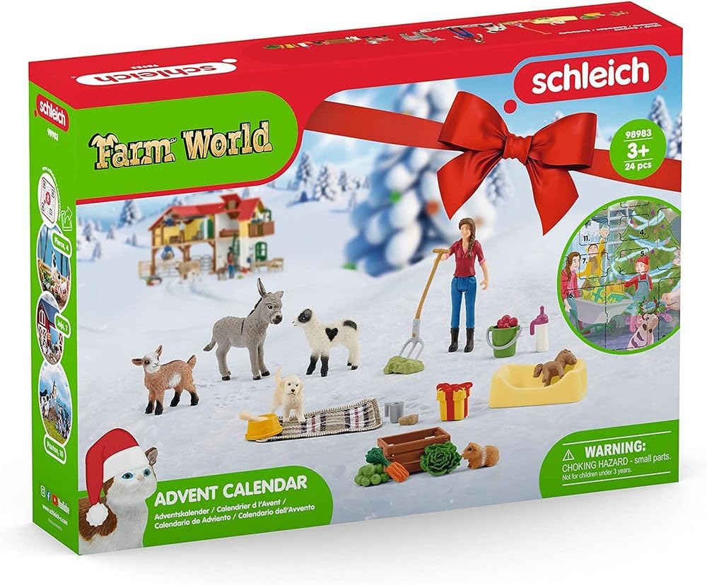 Schleich Farm World | Calendrier de l'avent Farm World 2023 98983 | Coffret de jeu à partir de 3 ans | coffret avec figurines, nombreuses fonctions et accessoires | figurine ferme schleich