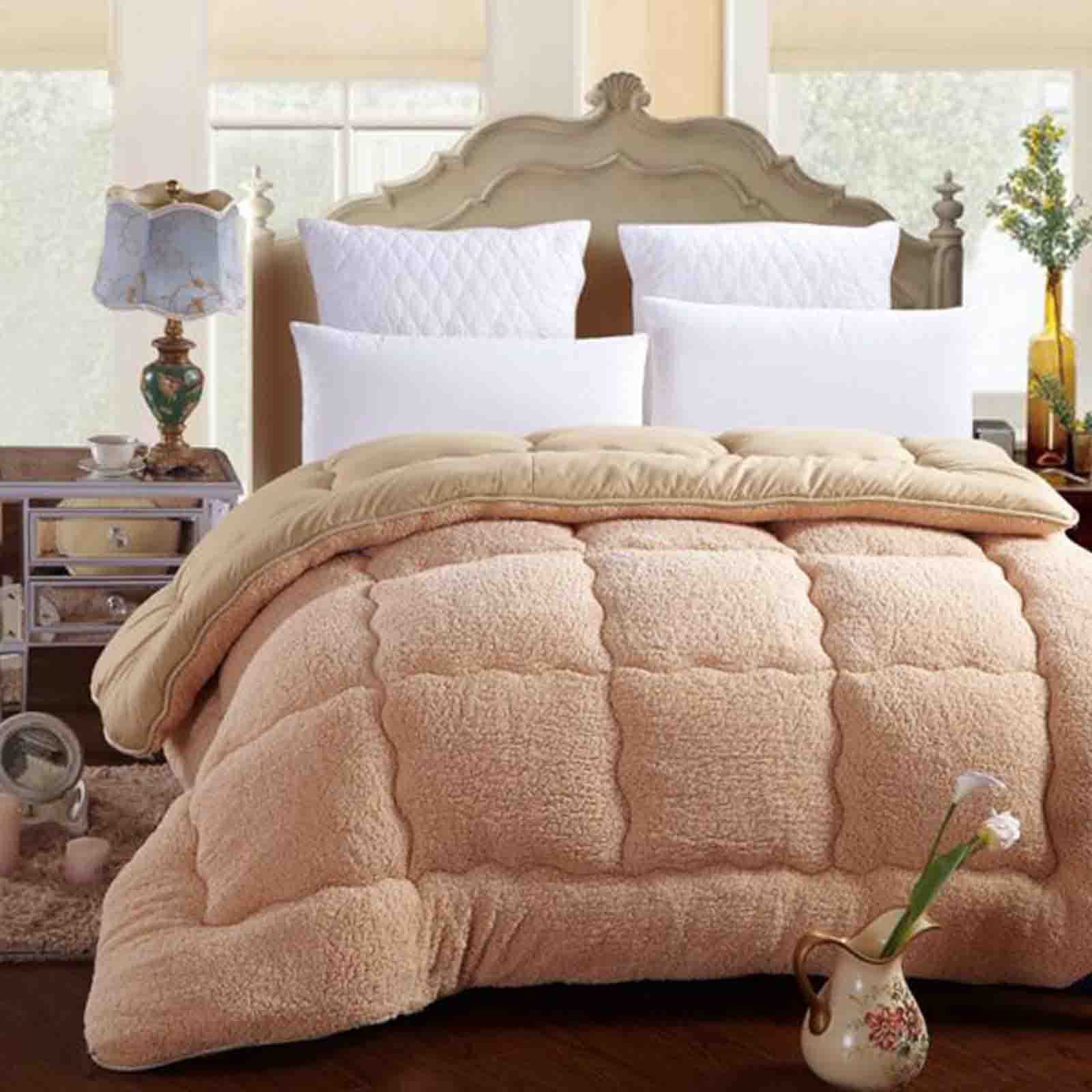 Edredón de plumas camel de 200x230 cm con algodón acolchado de celosía para cama king