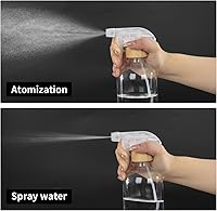 Vista 2 de HOMBYS Botellas vacías de vidrio de bambú con protección de funda de silicona, recipientes de vidrio transparente recargables de 17 onzas