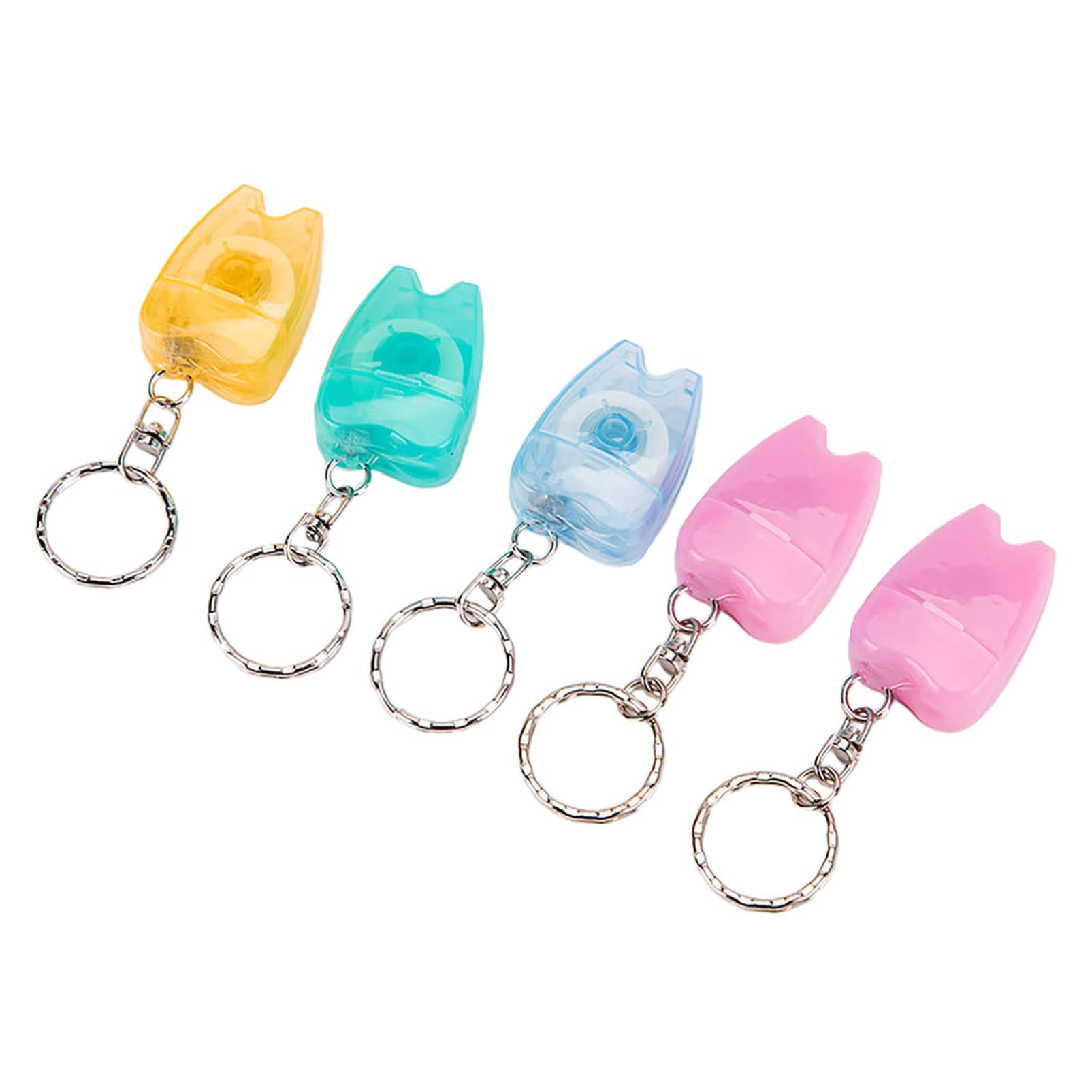 HEALLILY 5pcs Keychain Dental Floss Interdental Floss Disposable Toothpick Floss Stick Dental Hygiene Brush Oral Care Floss Tooth Cleaning Tool ( Random Color )