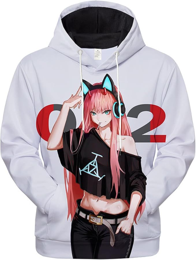 Amazon Co Jp ダーリン イン フランキスアニメパーカー3dプリント長袖フード付きスウェットシャツジャケットスポーツウェアユニセックス パーカー A Xxl 服 ファッション小物