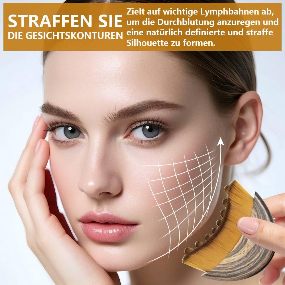 Spazzola per Drenaggio Linfatico Viso - Spazzola Viso a Secco con Setole Morbide per Contorno, Massaggio e Scolpitura del Viso, Design Ergonomico con Custodia in Dotazione