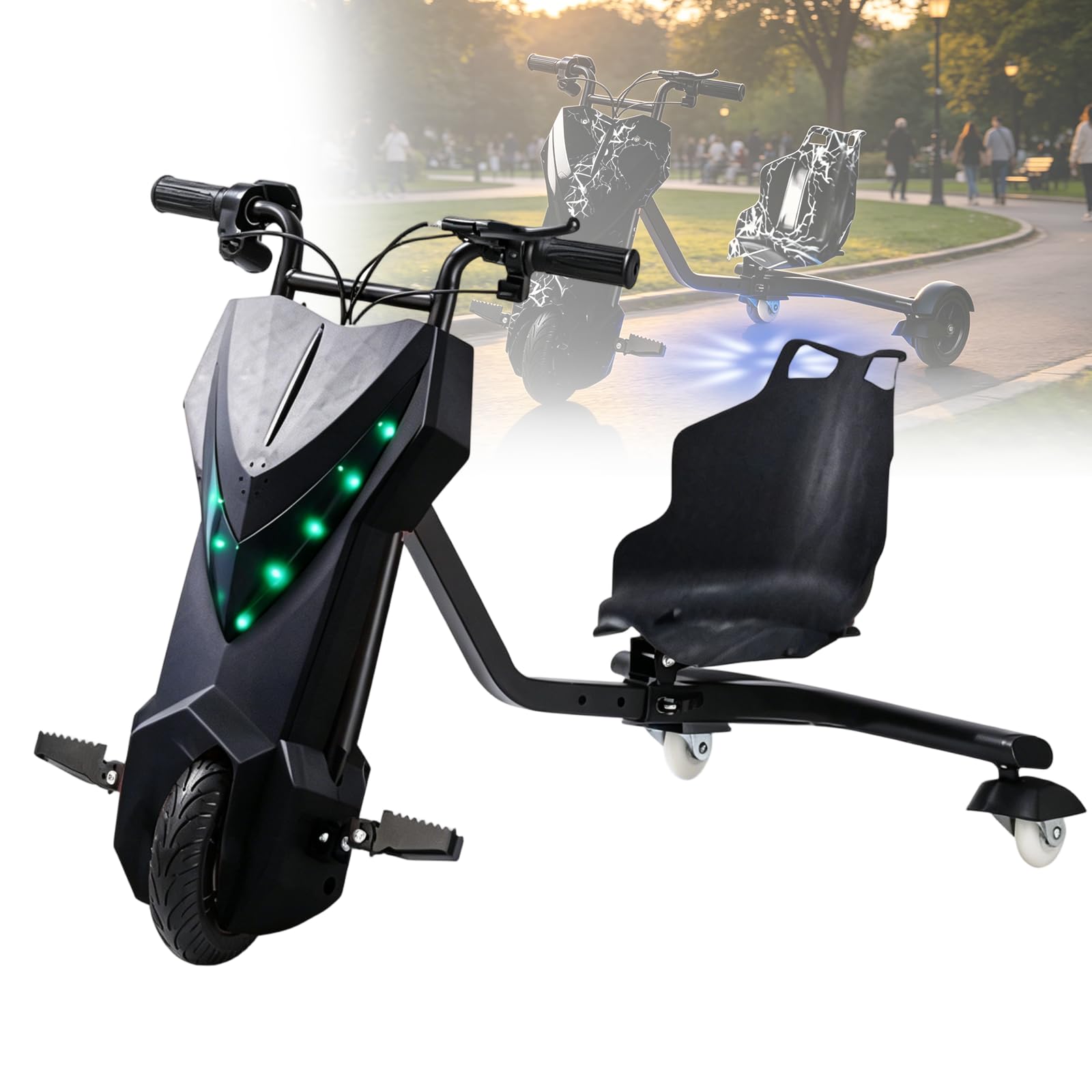 Triciclo Eléctrico para Niños de 5 a 8 Años, Realizar Derrapes y Giros de 360°, Carro Electrico Niño Montable, Juguete Scooter Eléctrico para Niños con Luces de Colores 6-Inch-F