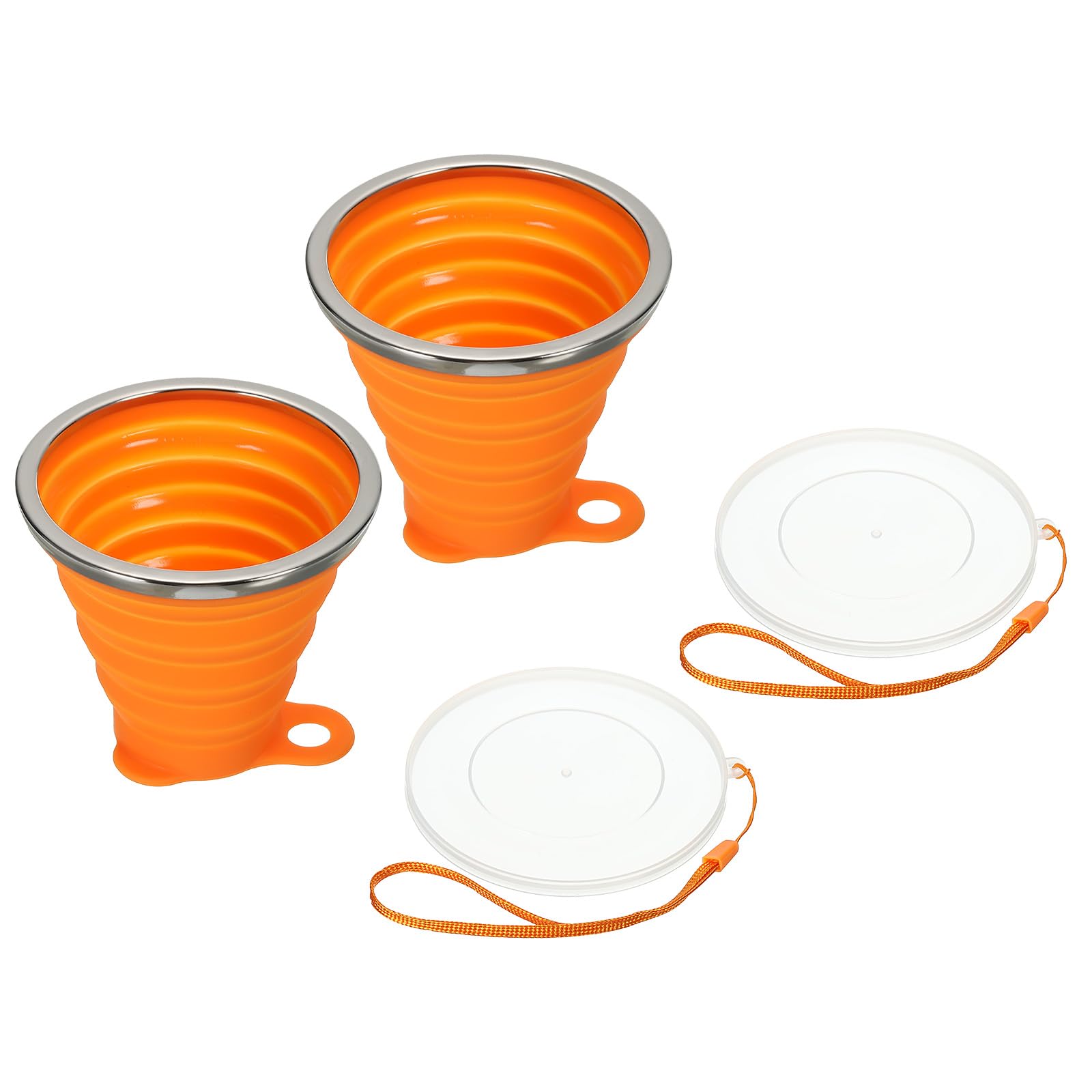 Gobelet de voyage pliable 270ml rétractable avec couvercle étanche orange