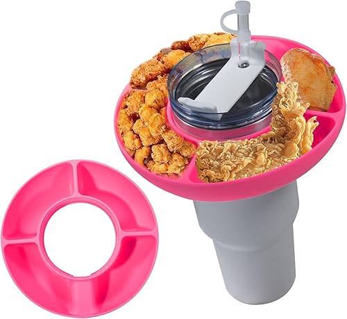 Ruodiio Tazón para aperitivos Stanley de 40 onzas con asa, bandeja de aperitivos compatible con Stanley Cup, anillo reutilizable para accesorios de