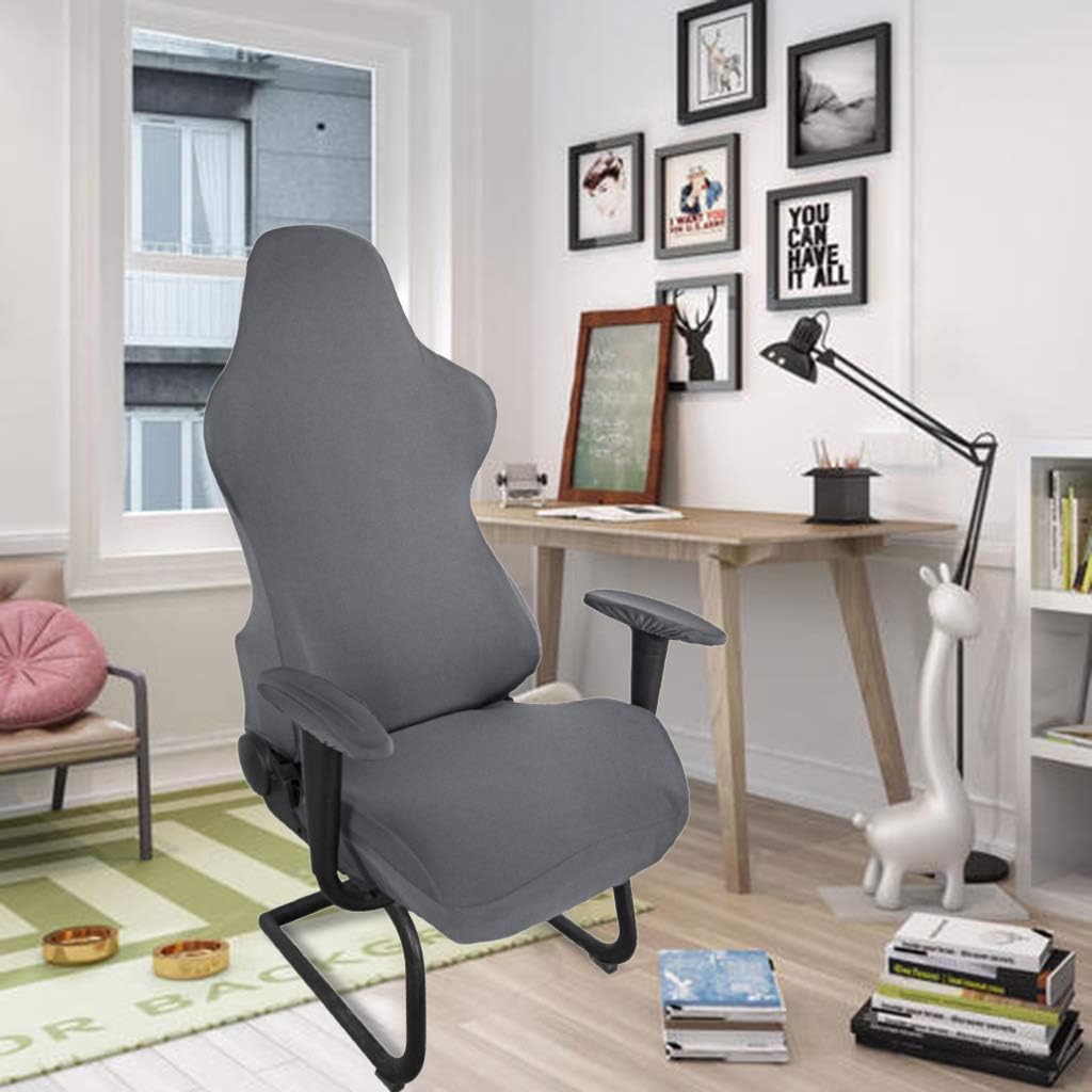 BTSKY Ergonomic Office Computer Game Chair Slipcovers Stretchy Polyester Covers for Reclining Racing Gaming Gaming Chair Dark Grey(No Chair)