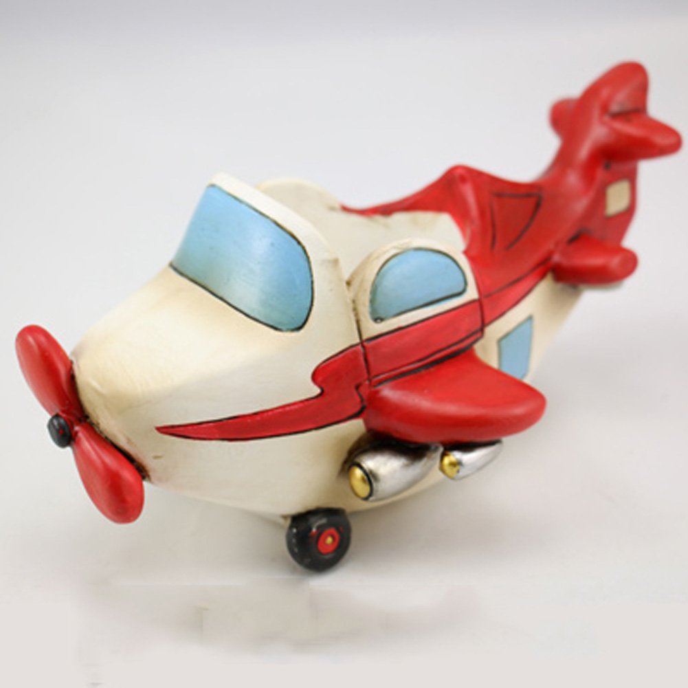 YOURNELOCartoon Colorful Retro Airplane Model Plant Flower Pot Succulent Planters Vase (Red&White)