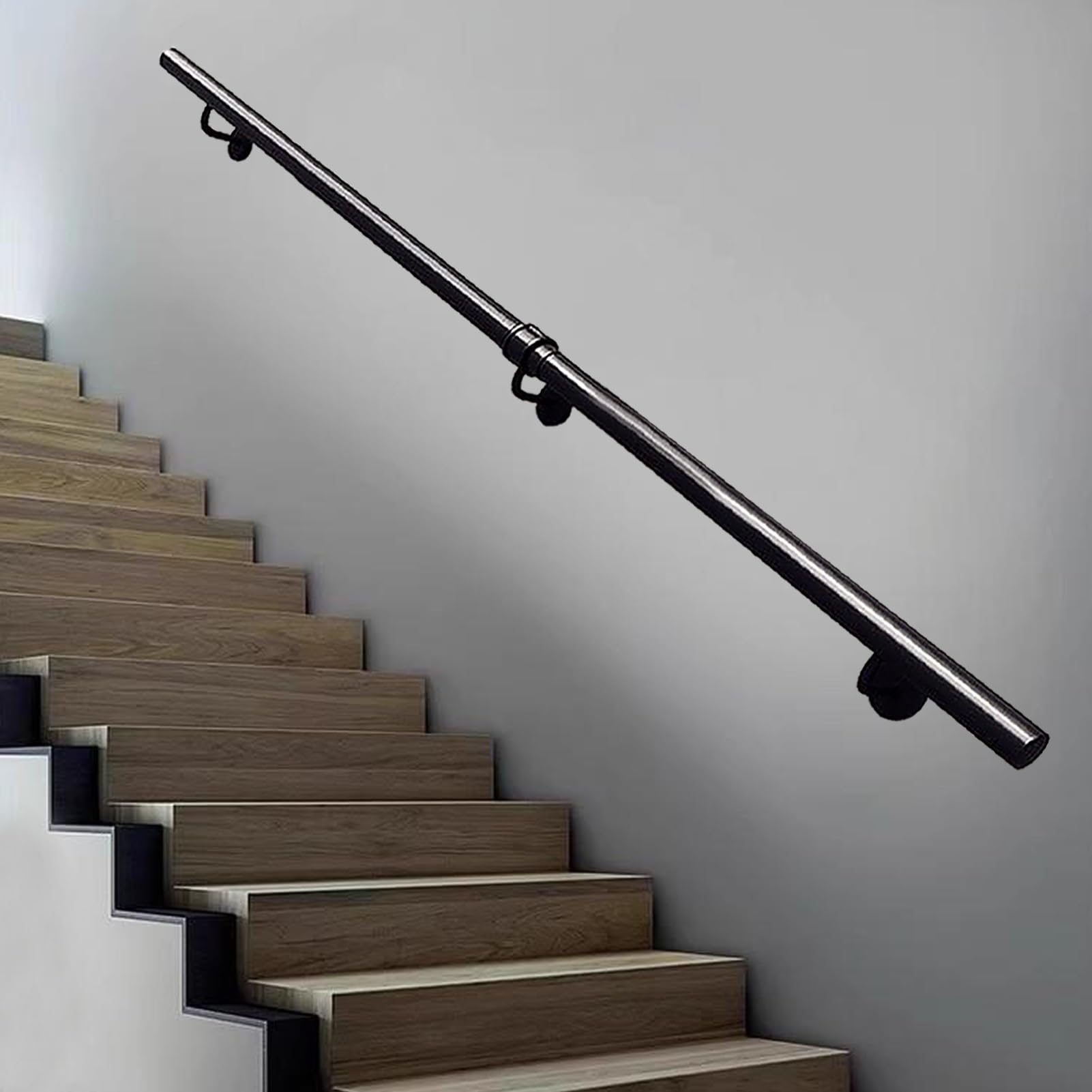 FKXSXAZ Stairs Handrails 1 2 3 4 5 6 Metres, Staircase Hand Rails for Indoor Outdoor Wall Mounted Stairway Railing Non-Slip Galvanized Iron Industrial Pipe Safety Grab Bar Kit(11.5ft/350cm