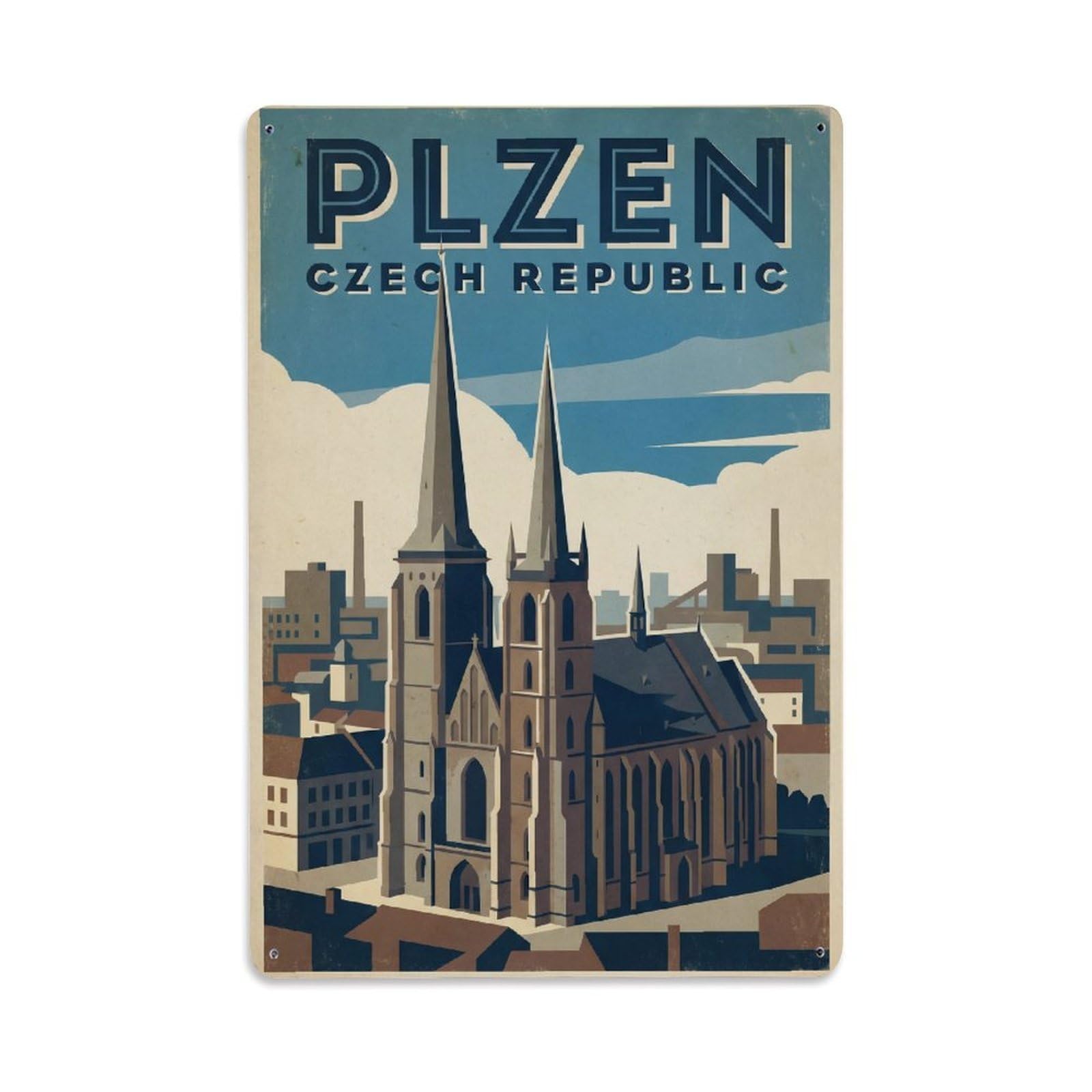 Czech Plzen Vintage Metal Tin Sign Plaque Wall Decor for Cafe, Club Bar, Office, Garden Metal Poster 8x12Inch