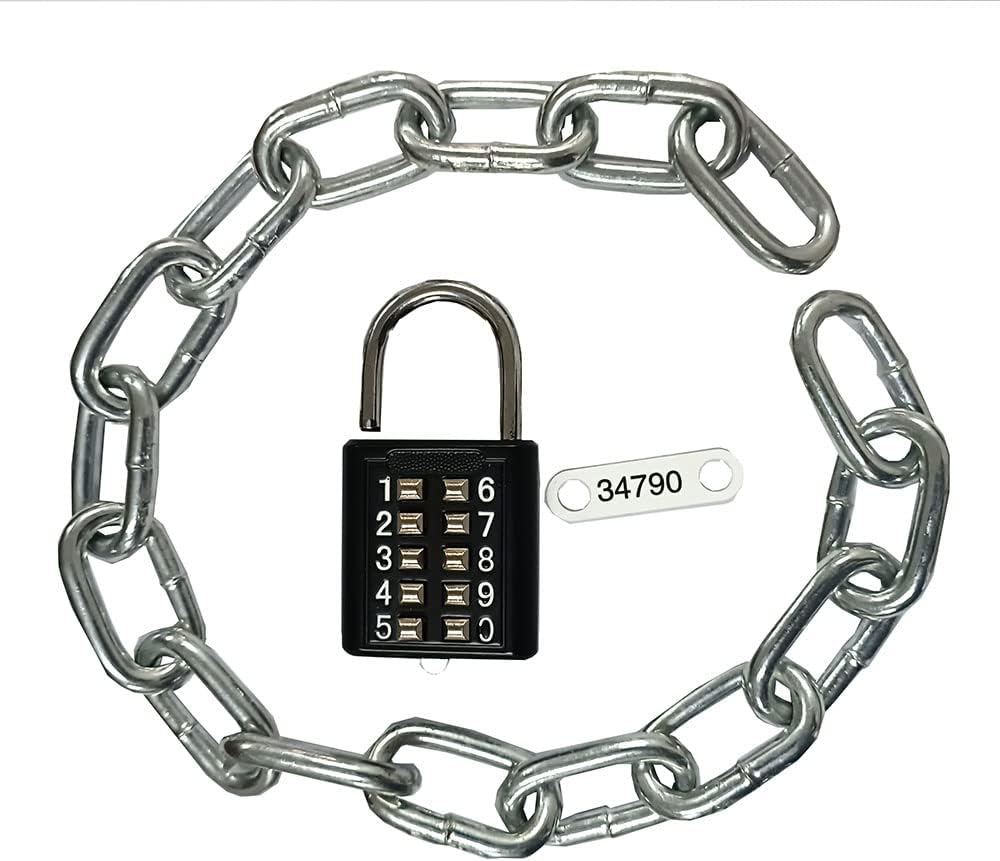WANLIAN Bike Chain Lock, 10 Digit Combination Lock Outdoor Waterproof