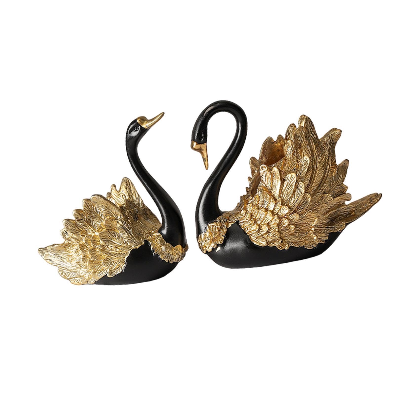 TWISAXC 2pcs/set Beautiful Swan Sculpture Figurine Animal Decor Gift Adds Charm To Dining Table And Mantel Swan Statue Bedroom