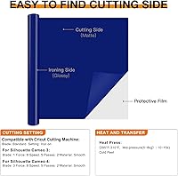 Vista 5 de HTVRONT Rollos de Vinilo HTV de Transferencia de Calor - Vinilo HTV Azul de 12" x 8 pies para Camisas, Vinilo para Planchar para Todas las Máquinas