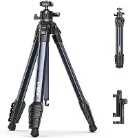 ULANZI Tripé de câmera Ombra Ⅱ 61,5 polegadas, cabeça esférica de 360°, tripé de viagem com placa de liberação rápida Uka para câmera DSLR Sony, Canon, Fujifilm, smartphone, fotografia de vlogging com