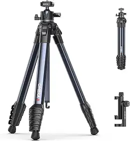ULANZI Tripé de câmera Ombra Ⅱ 61,5 polegadas, cabeça esférica de 360°, tripé de viagem com placa de liberação rápida Uka para câmera DSLR Sony, Canon, Fujifilm, smartphone, fotografia de vlogging com