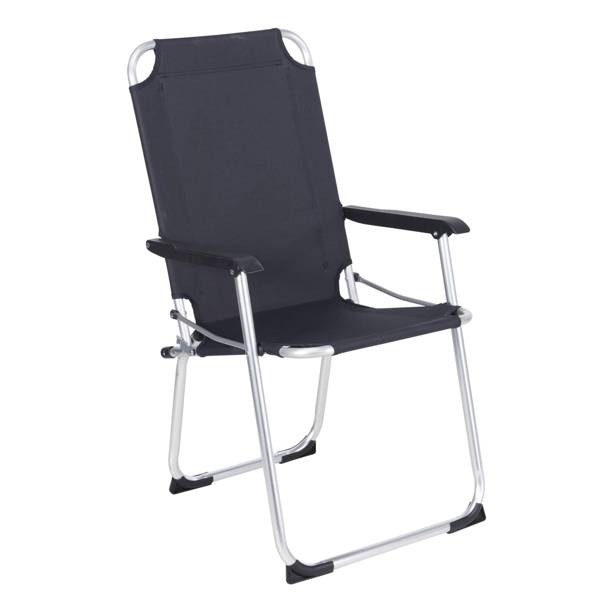 Well Home Silla Plegable de Camping/Playa 53x54x90cm Aluminio con Refuerzo Interior de Acero, poliéster 600D Azul Muy Oscuro, Asiento 44cm hasta 110kg