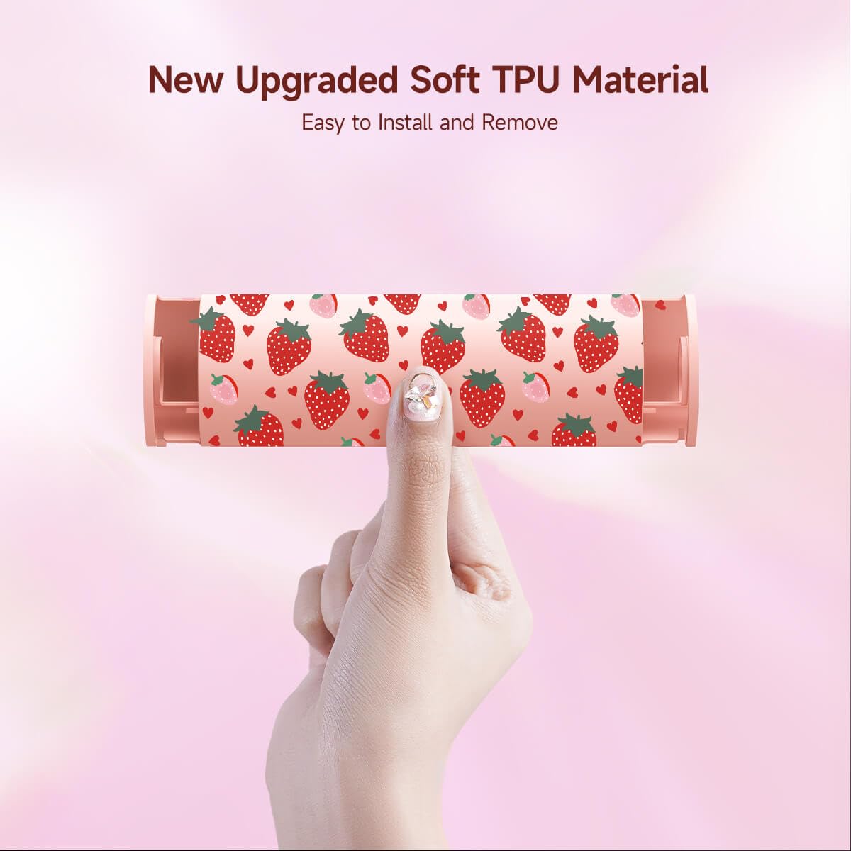 Textured Grip Protective Case Compatible with Nintendo Switch 2 (2025) – Cute Pink Strawberry Design, Matte Shockproof TPU Shell with Anti-Slip Handles, Ergonomic & Comfort Slim Back Cover — view 8