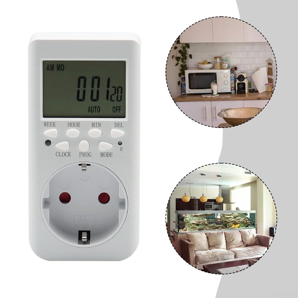 für 4 Stück Digitale Zeitschaltuhr Steckdose,LCD DisplayTimer Steckdose mit 20 konfigurierbaren Programmen und Countdown für Innen,24h Modus