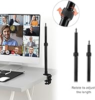 Vista 6 de Soporte de escritorio para cámara, soporte de montaje ajustable con abrazadera en C de escritorio de 16.7-41 pulgadas, soporte de luz de mesa