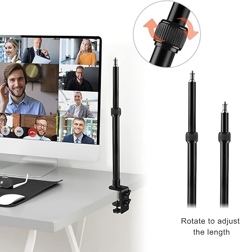 Miniatura 6 de Soporte de escritorio para cámara, soporte de montaje ajustable con abrazadera en C de escritorio de 16.7-41 pulgadas, soporte de luz de mesa de