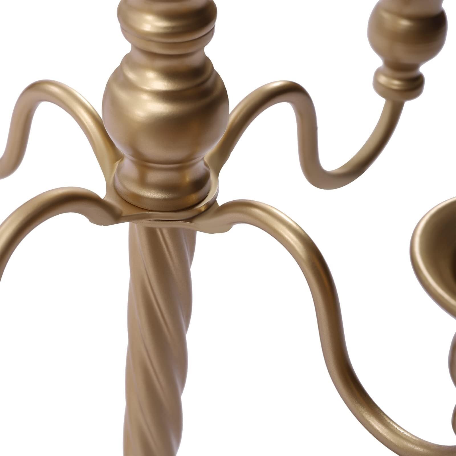 VZXATYOP Confezione da 2 candelabri Dorati Alti 21 Pollici a 5 Bracci Splendidi candelieri Affusolati for centrotavola di Nozze ricevimenti e Feste