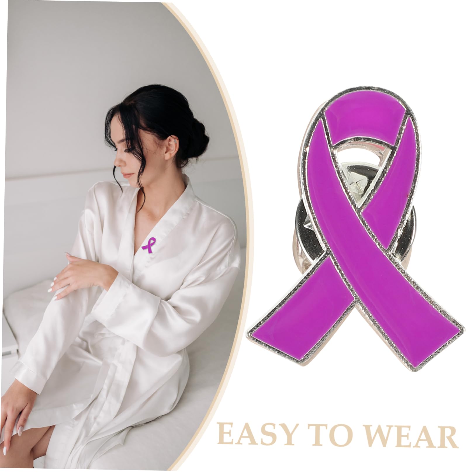 30pcs Purple Ribbon Brooches Zinc Alloy Charity Pins Anti-Violence Breastp