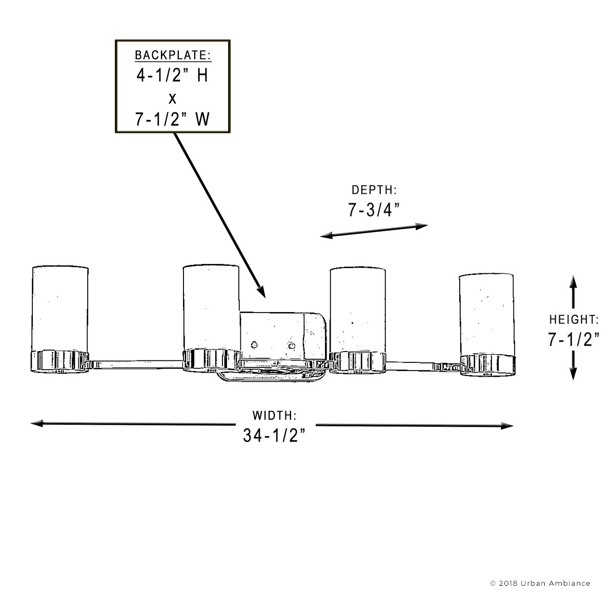 Urban Ambiance Luxury Contemporary Bathroom Vanity Light, Large Size: 7.5