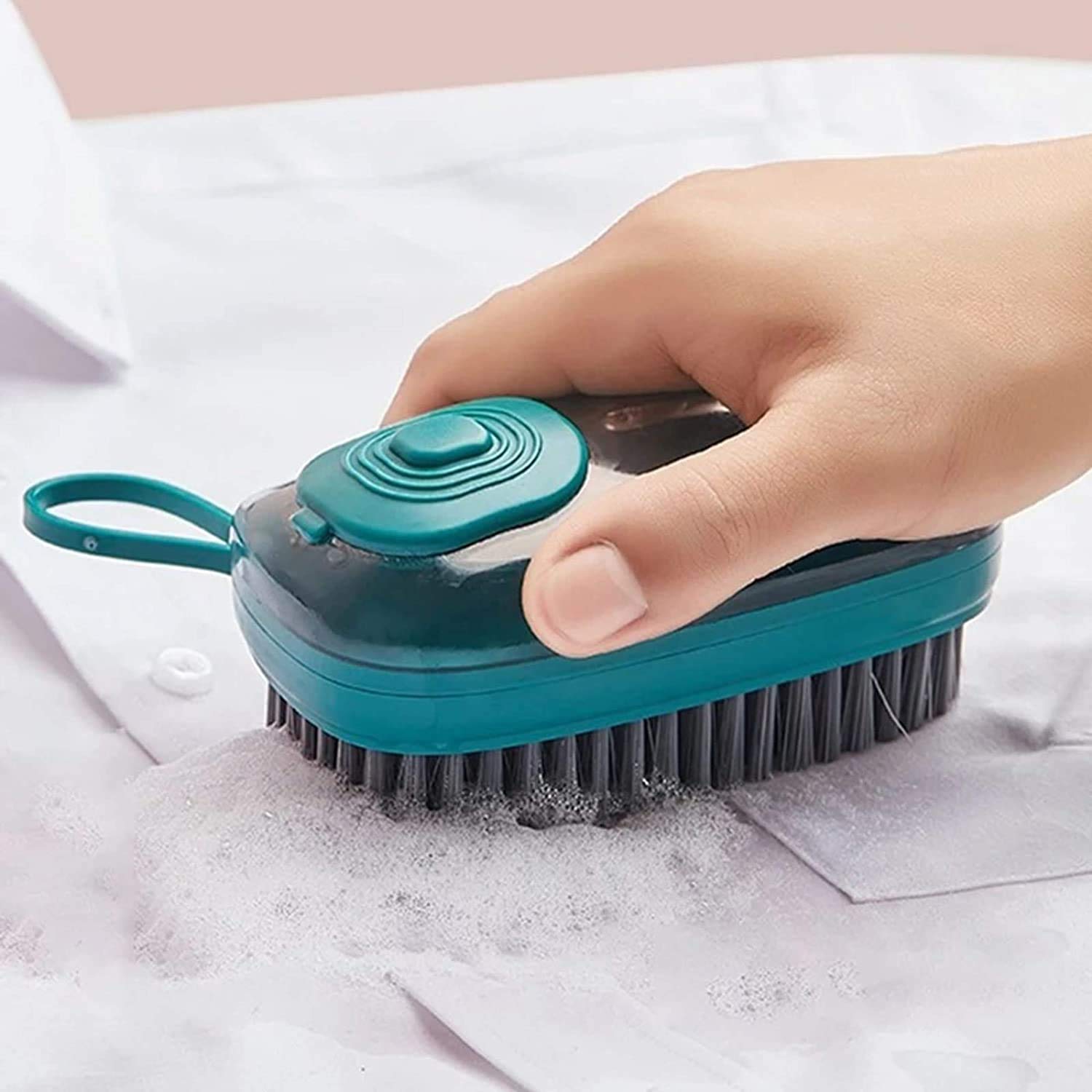 AP & ZP Plastic Washing Pot Brush Kitchen Household Dish Cleaning Brush | Adding Liquid Cleaner Brush | Soft Wool Laundry Shoes Tile Cleaning Brush (Multi Color) (Pack of 1)