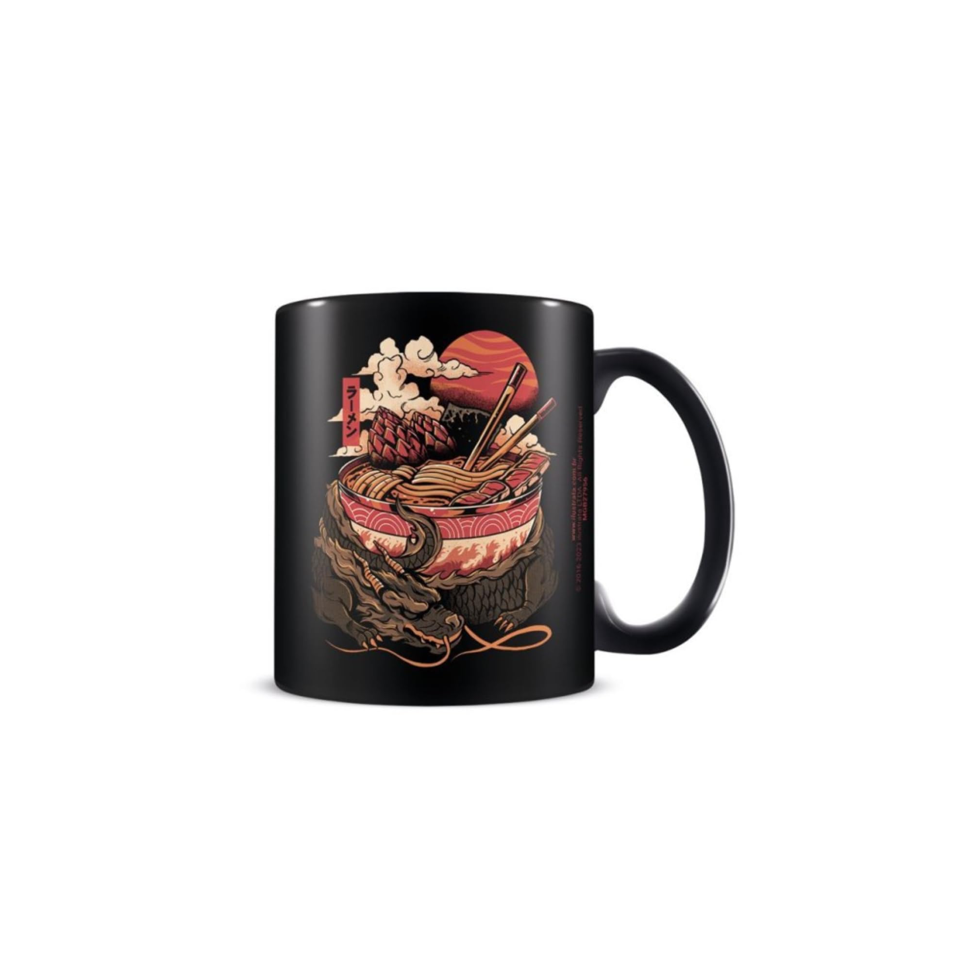 Pyramid International Ilustrata Mug (Dragon's Ramen Design) 11oz Ceramic Coffee Mug, Cups and Coffee Mugs for Men and Mugs for Women - Official Merchandise, Black