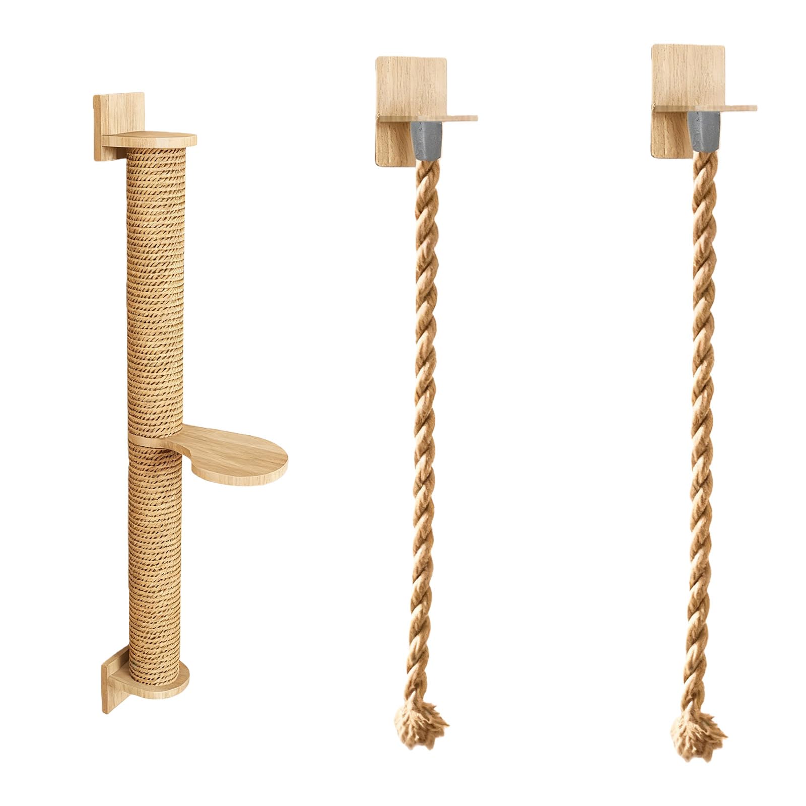 Cuerda para rascar Gatos de Montaje en Pared, Juguete para Escalar para Mascotas, Estante Interactivo para Gatos pequeños y Grandes, Estante de Escalada para Gatos de Interior