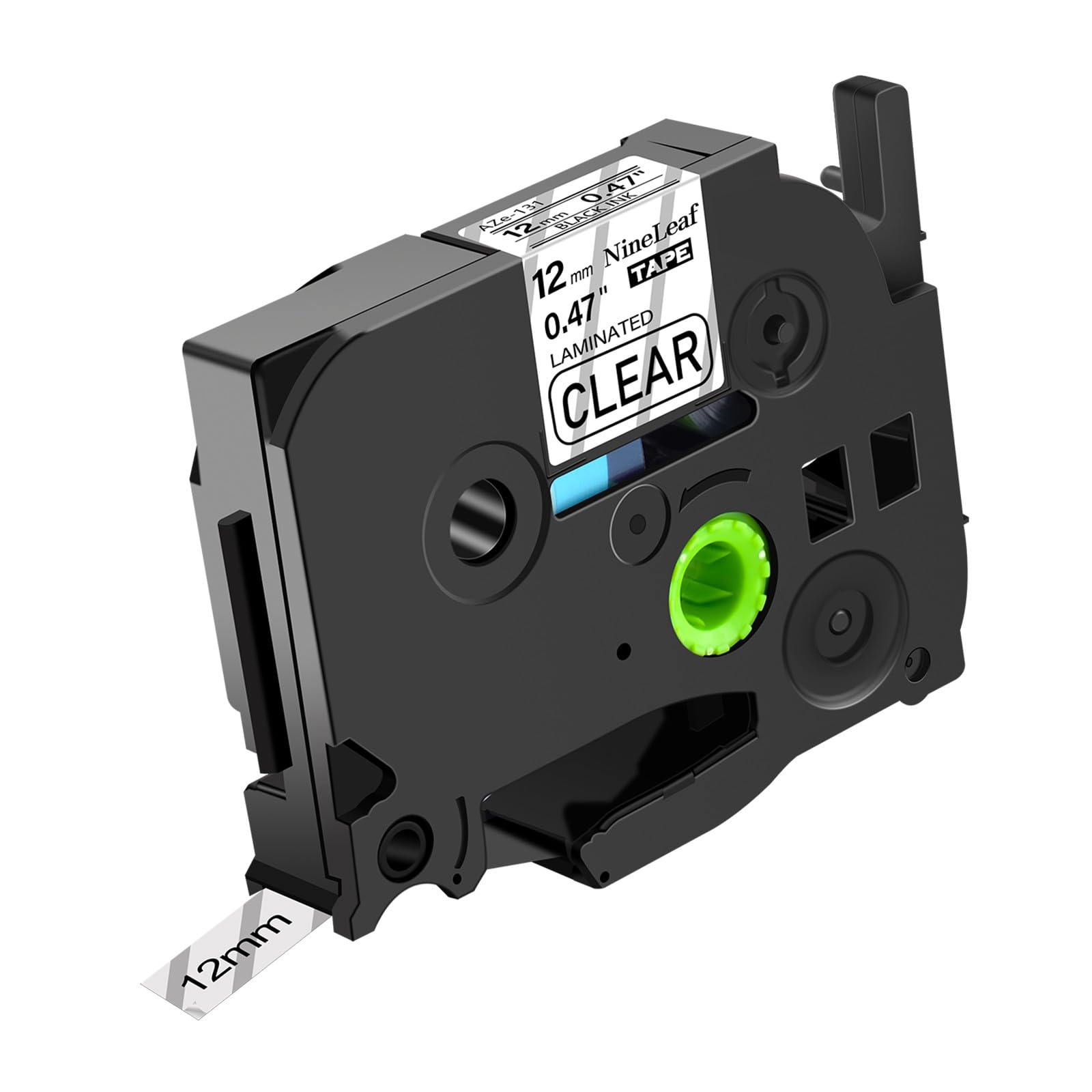 NineLeaf TZe-131 Label Tape 12mm Compatible for Brother P-Touch Label Printer TZe131 TZ-131 12mm 0.47 Laminated Black Print on Clear TZe TZ Tape 12mm for E110 H100R H108 H101C H200 1000, 20 PK