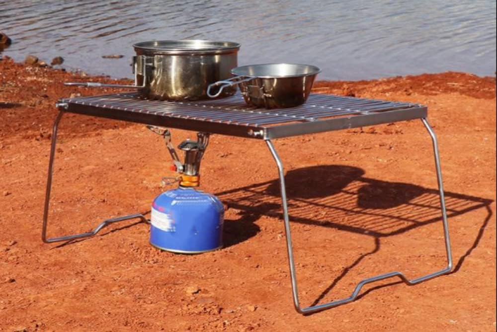 Folding Barbecue Rack Compact Portable Barbecue Rack Kitchen Accessories Stainless Steel for Barbecue Backpack Hiking Picnic Fishing-B