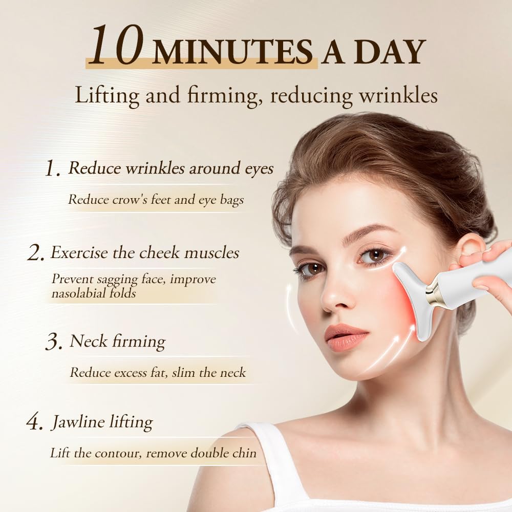 ANLAN Oro 24K Massaggio EMS Lifting Viso Anti-Rughe, Cura della Pelle di bellezza Luce Rosso e Blu