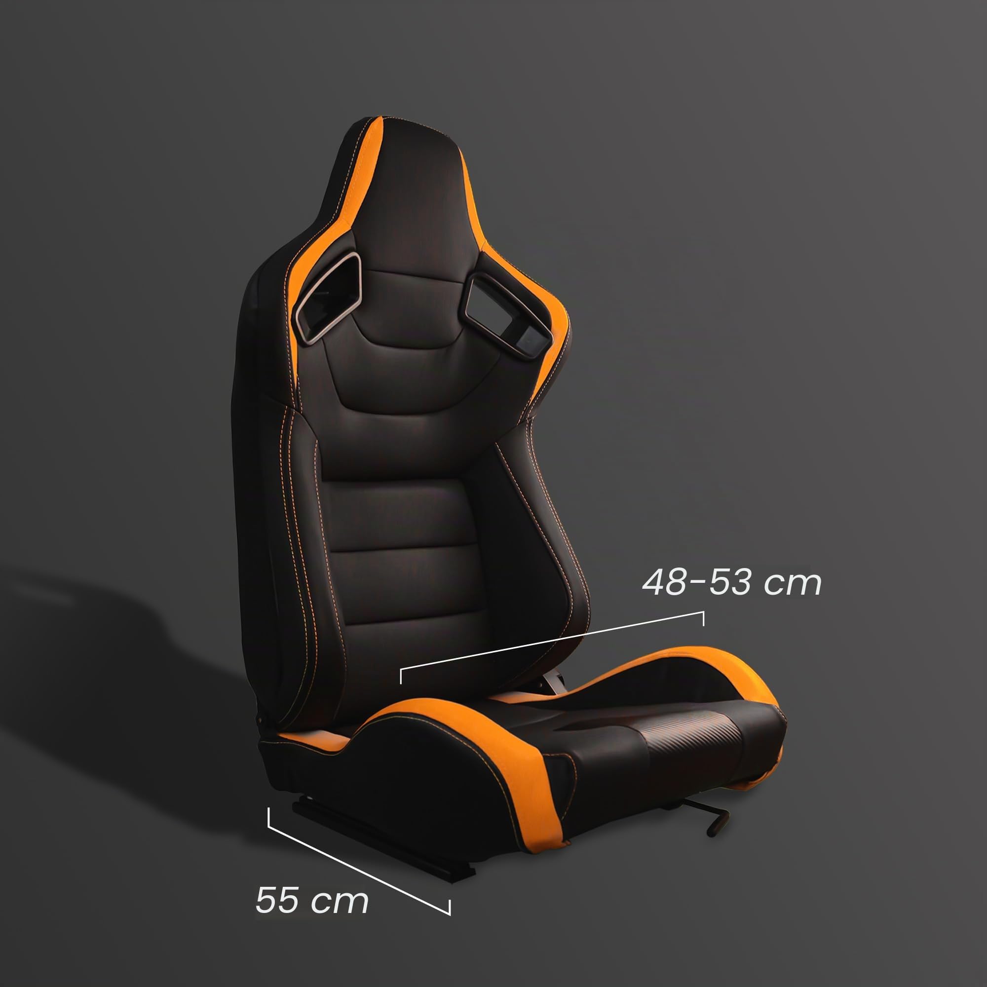 Modauto N771 Lot de 2 siège pilote+copilote voiture semi-baquet sportif avec rails pour voiture et simulateur de conduite Noir/orange