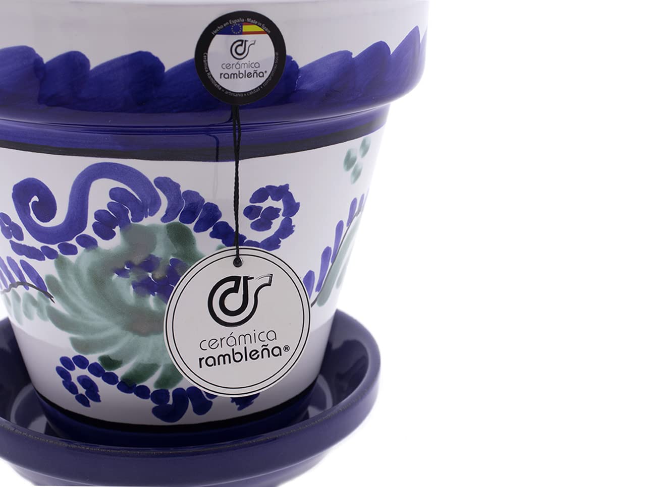 Ceramika RAMBLEÑA | Czerwone doniczki błotne | Doniczki dekoracyjne | Garnki ceramiczne | Garnki zewnętrzne | Grenadyn - D127 | Dekoracja 100% ręcznie robiona | 20x20x19 cm | Płyta w zestawie