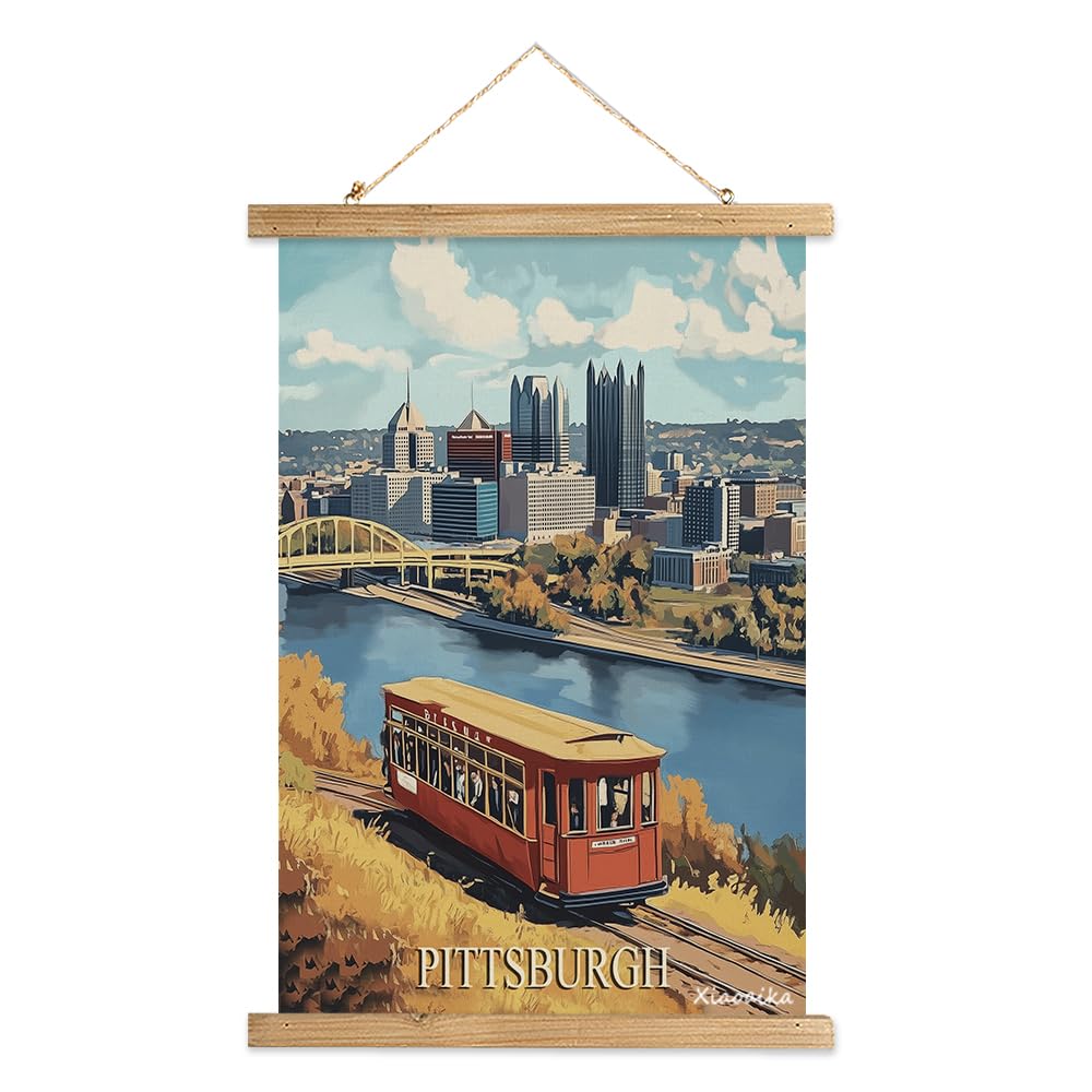 Amazon.com: XIAOAIKA Pittsburgh Skyline Wall Art, Vintage Travel