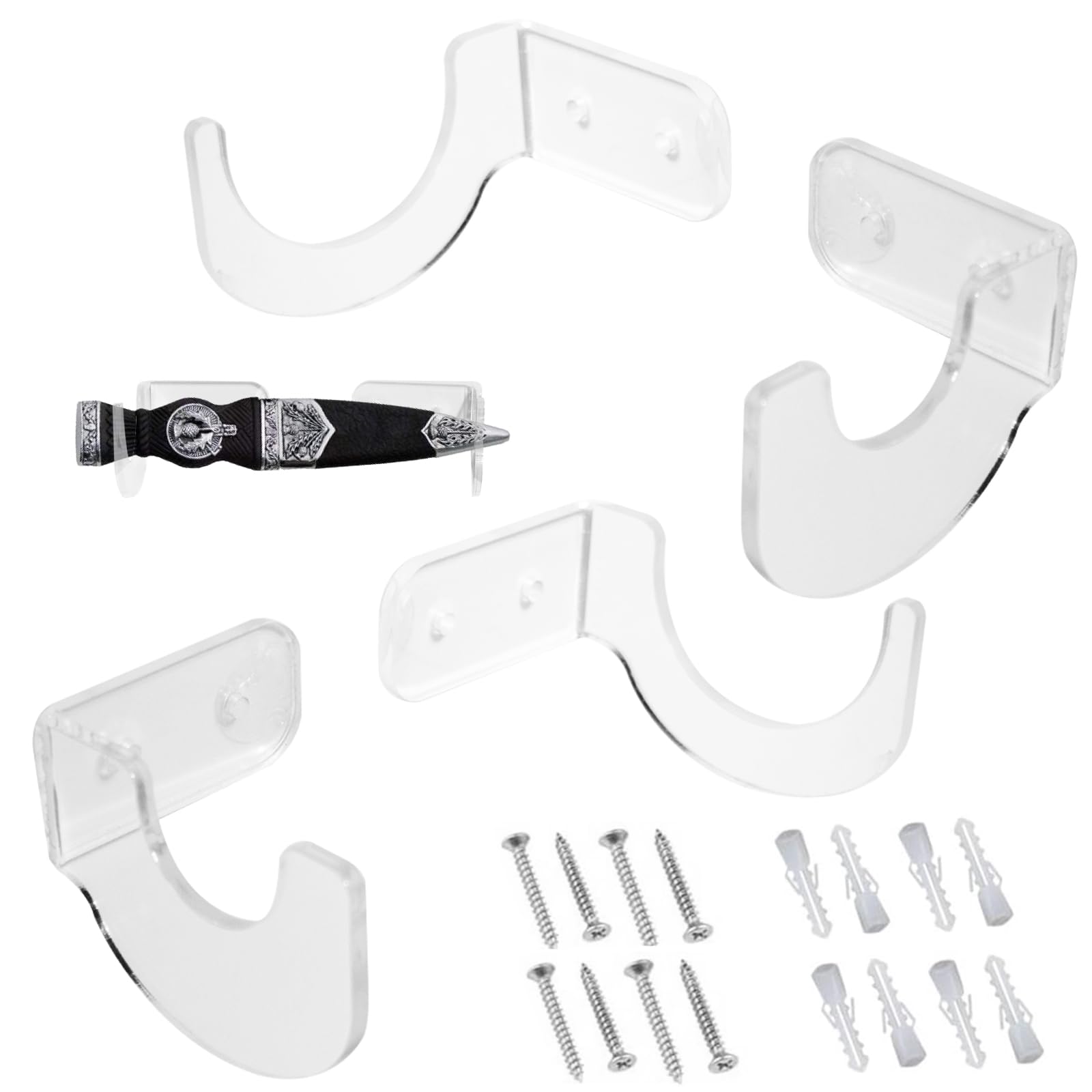 NUTLET Sword Wall Mount, Lightsaber Wall Mount, Sword Stand, Sword Holder, Acrylic Light Saber Wall Display Rack Suitable for Swords, Light Saber - 2 Pack(Transparent)