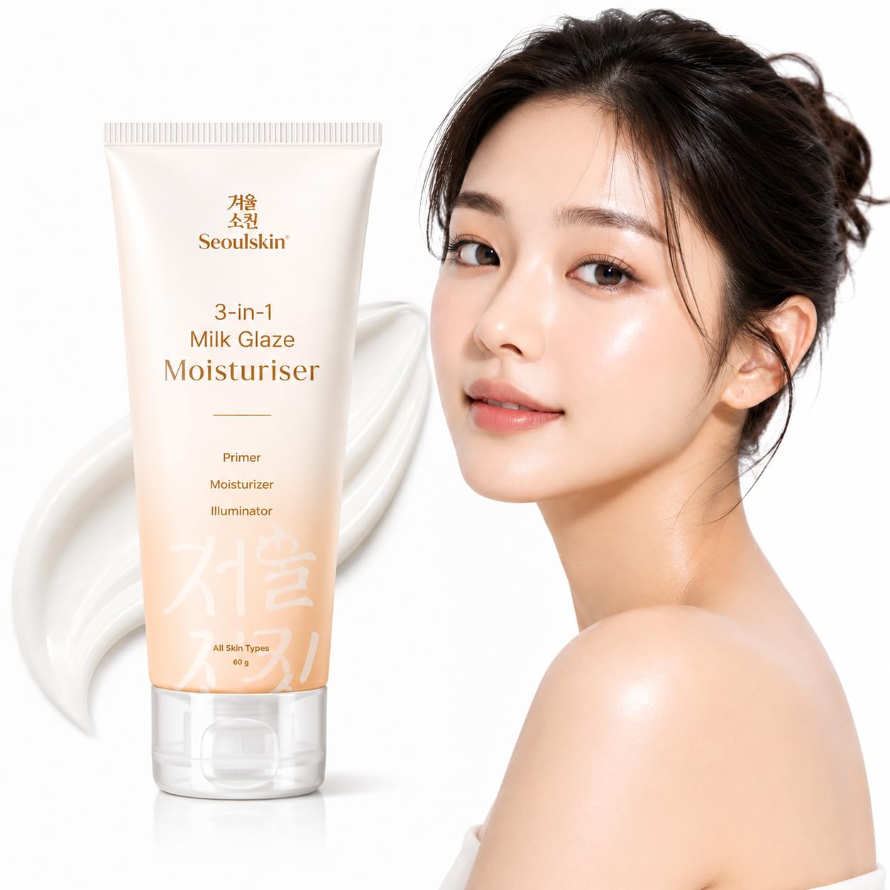 Seoulskin 3 in 1 Milk Glaze Face Moisturizer for Women | Hydrating Face Primer for Smoothing Skin | Pore Blurring Lightweight Korean Face Cream for Glowing Skin | Illuminator| For All Skin Types | 60 g-image-33