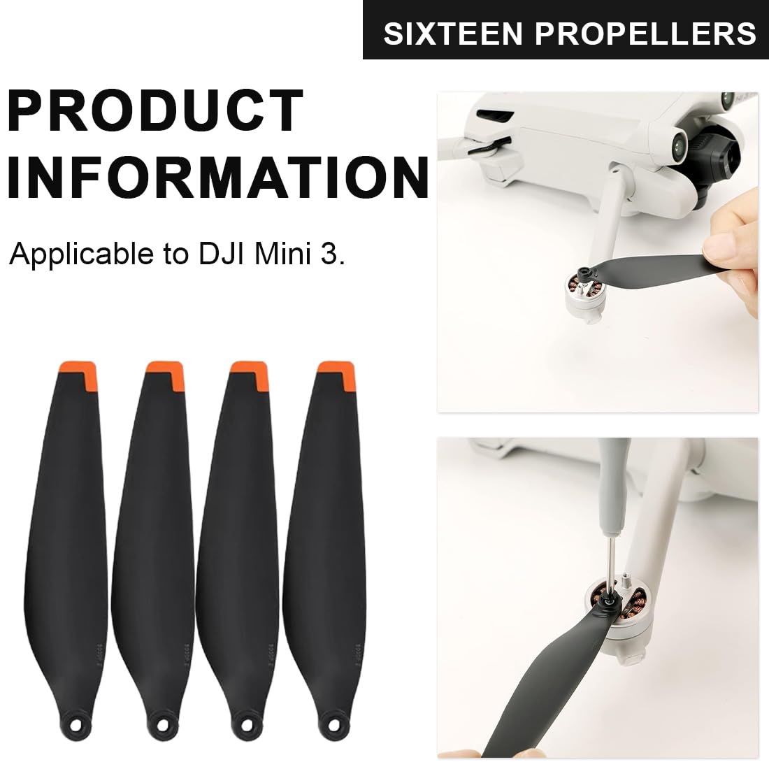 Eliche Mini Compatibili con Mini 3, Ricambio Drone, Rilascio Rapido, Basso Rumore, Accessori Drone