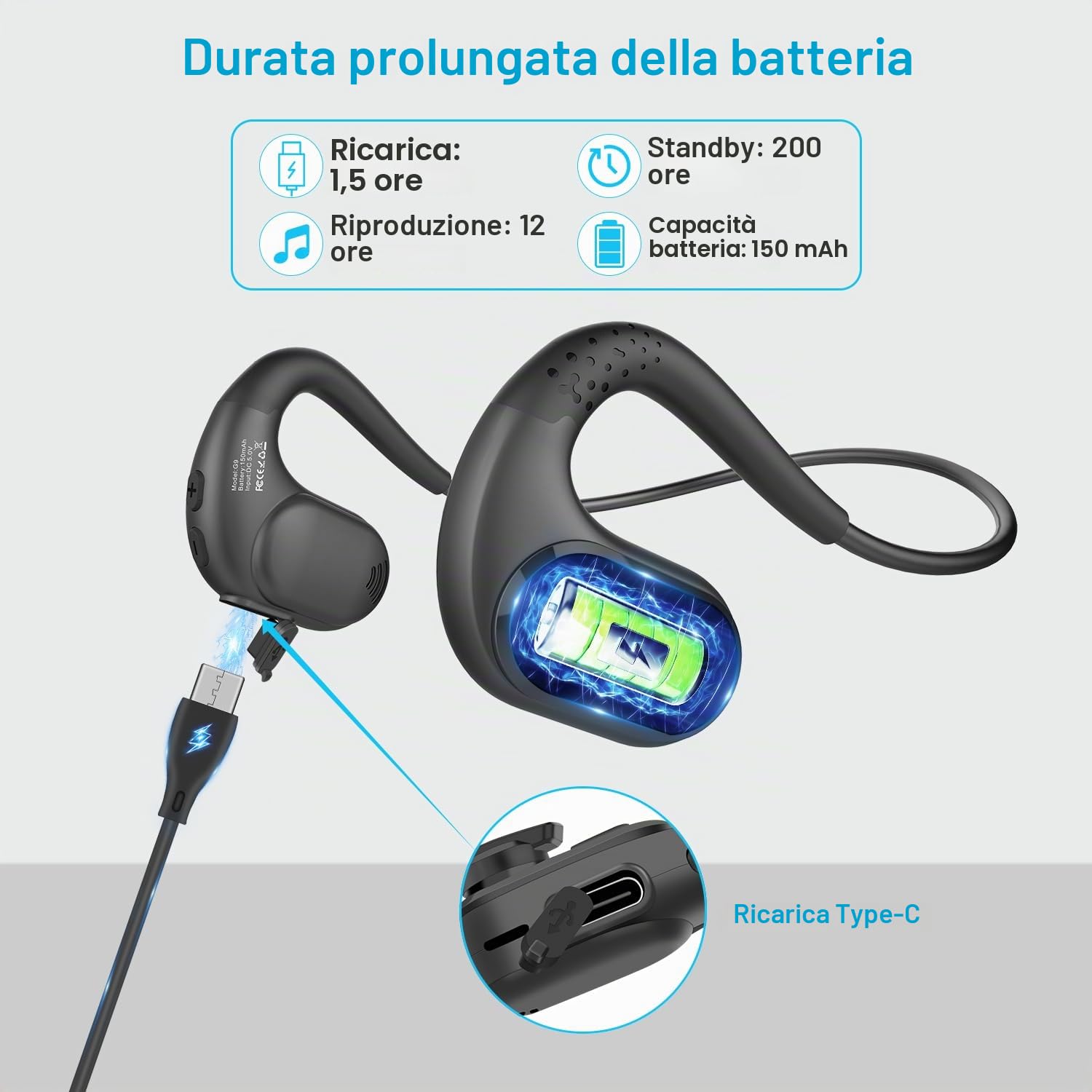 iDIGMALL Cuffie Bluetooth con microfono staccabile, cuffie wireless multi-punto, con microfono DSP a cancellazione del rumore, per telefono, PC, laptop, comode e leggere, cuffie aperte per ufficio,