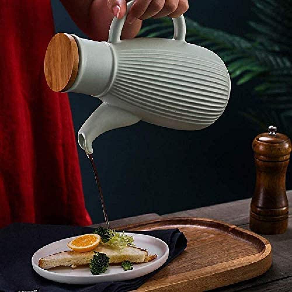 Botella De Aderezo Dispensador De Aceite De Oliva De Porcelana, Dispensador De Botella De Aceite De Oliva O Vinagre, Olla De Aceite De Cerámica A Prueba De Fugas, Utensilios De Cocina-green||750ml