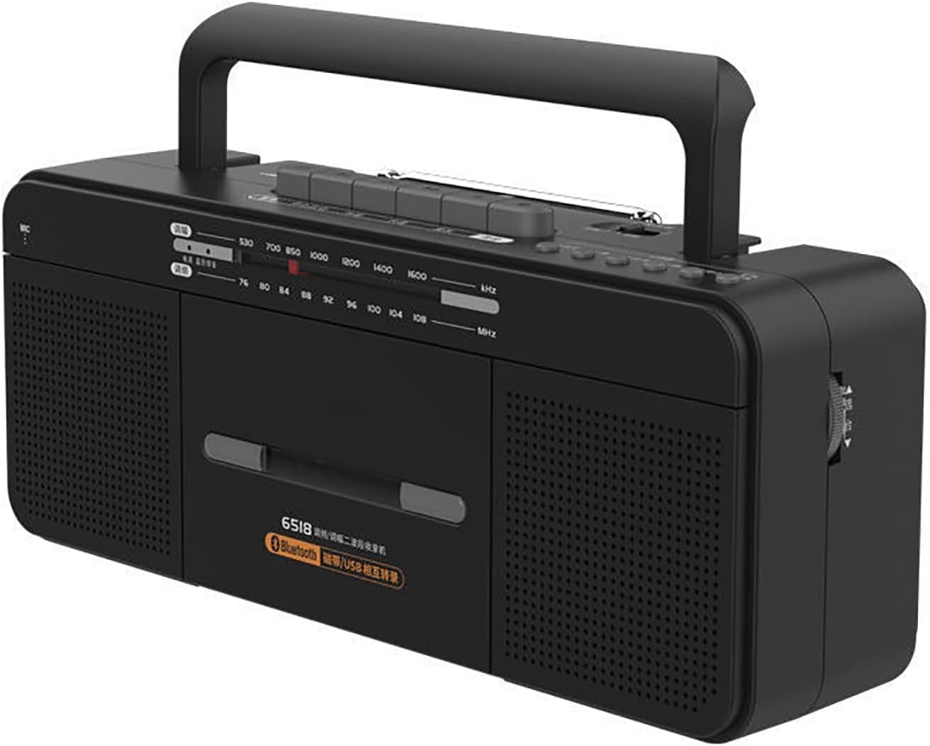 Niezbędne artykuły domowe, przenośny radioodtwarzacz kasetowy z Bluetooth - nagrywanie w formacie MP3, odtwarzanie przez USB i podwójne zasilanie, mag