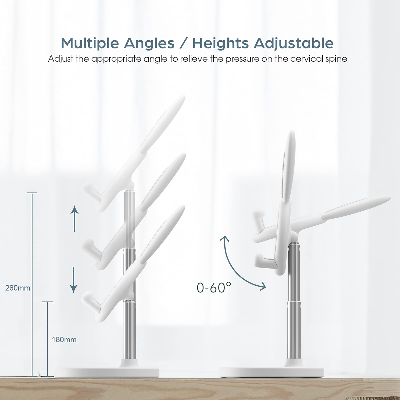 nediea Cell Phone Stand,Angle Height Adjustable Bunny Phone Stand for Desk,Cute Rabbit Phone Holder Stand for Desk, Compatible with All Mobile Phones, Tablets(4-10in) (): White