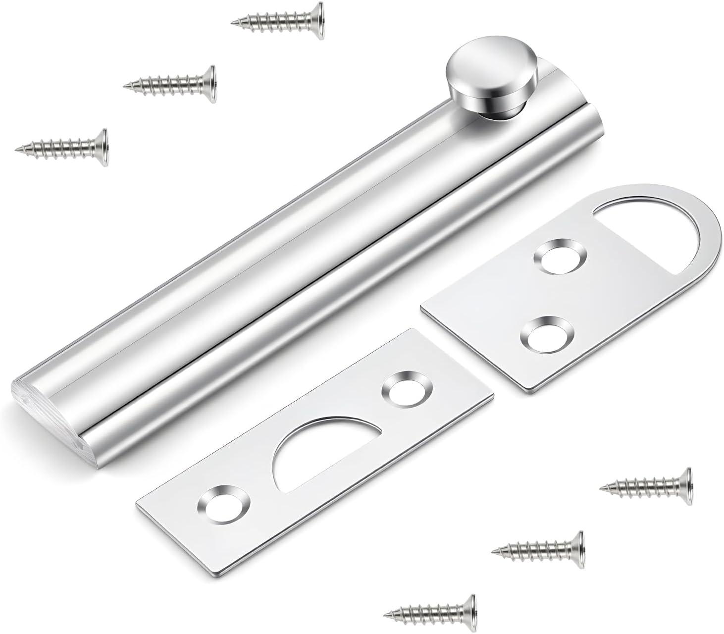1 Pcs 3 Inch Surface Bolts for Doors Heavy Duty Concealed Slide Lock for Door with Screws Slide Latch for Windows Cabinet Wooden Fence Yard Recessed Doors Flush Gates Silver