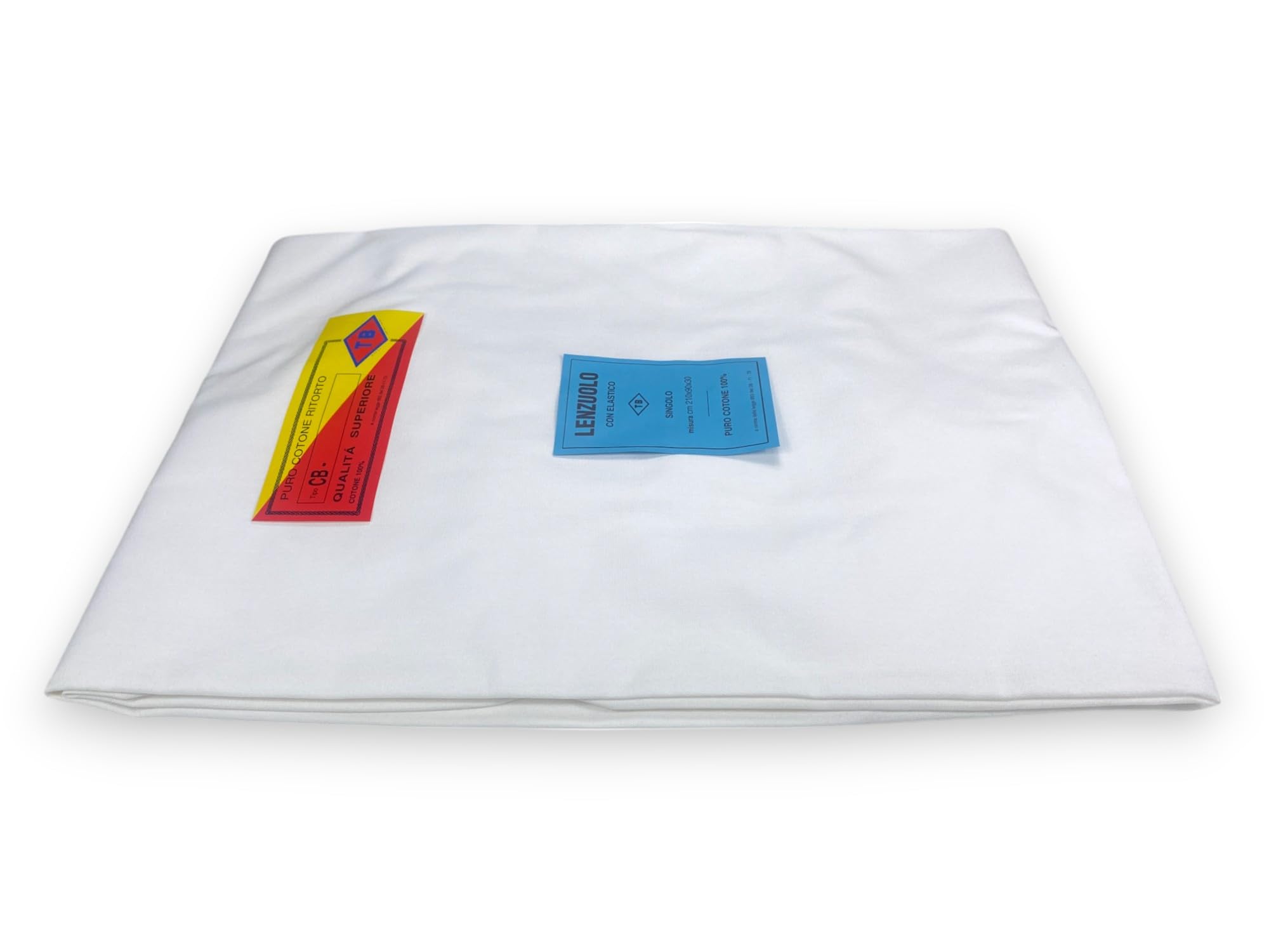 Lenzuolo con elastici TB Poirino in cotone ritorto, adatto a materassi super alti fino a 30 cm - 3 misure - Cm. 90x210x30