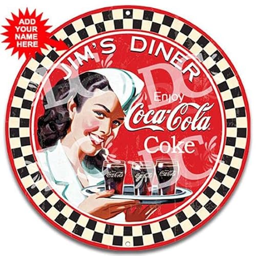 Decorative Concepts Coke Diner Vintage Drive In Diner Personalized Large 24" Metal Wall Sign #TOP1