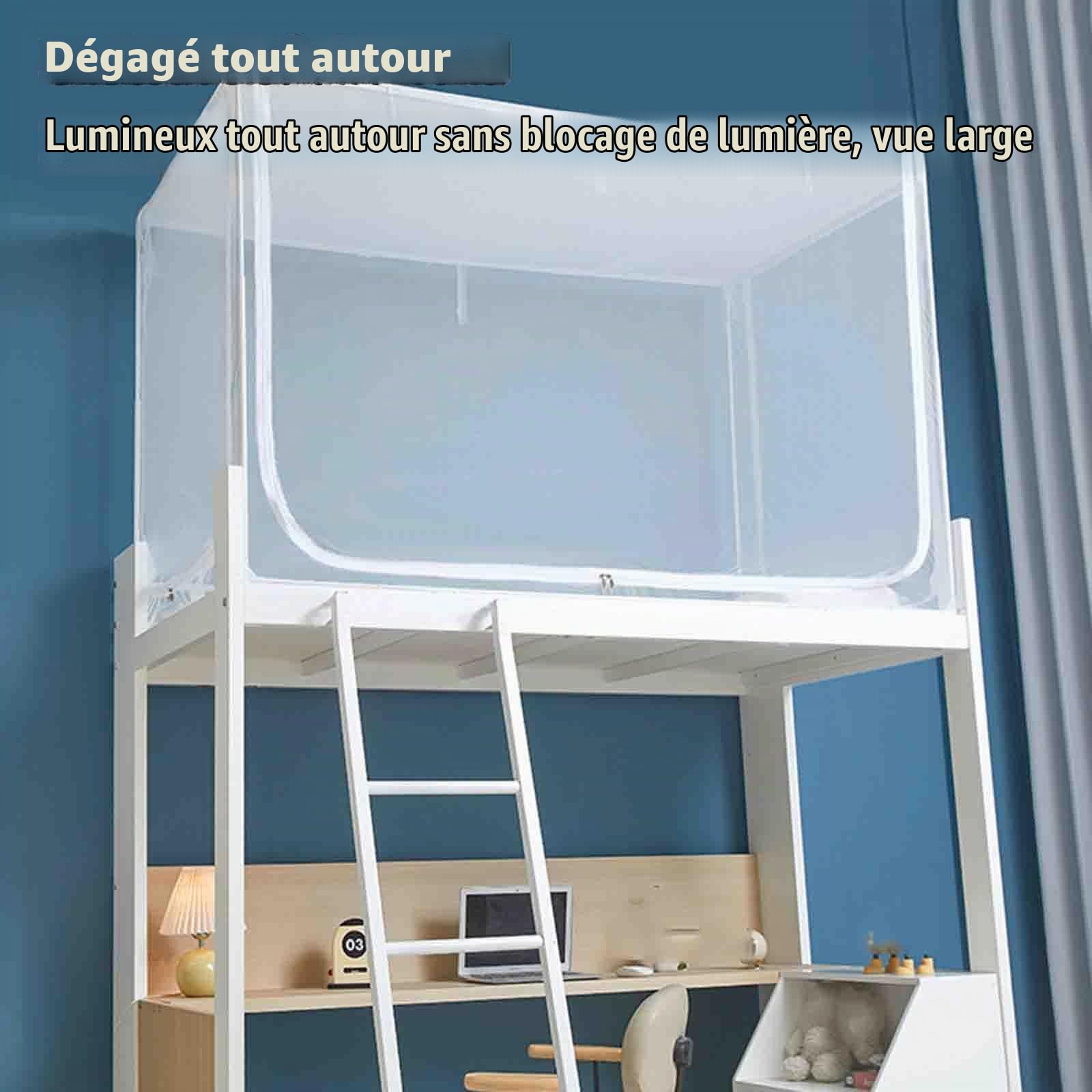 JUSHZ Moustiquaire De Lit Mousticaire Moustiquaires De Lit Simple avec Cadre 1 Place Carré Tente Fermeture éclair Couchette Supérieure Couchette Inférieure dans Dortoir étudiant (90x190x90cm,White)