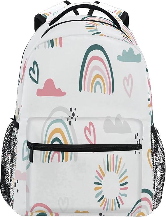 Hand Drawn Rainbows Sun Backpack Durable Travel Backpack Casual Bag